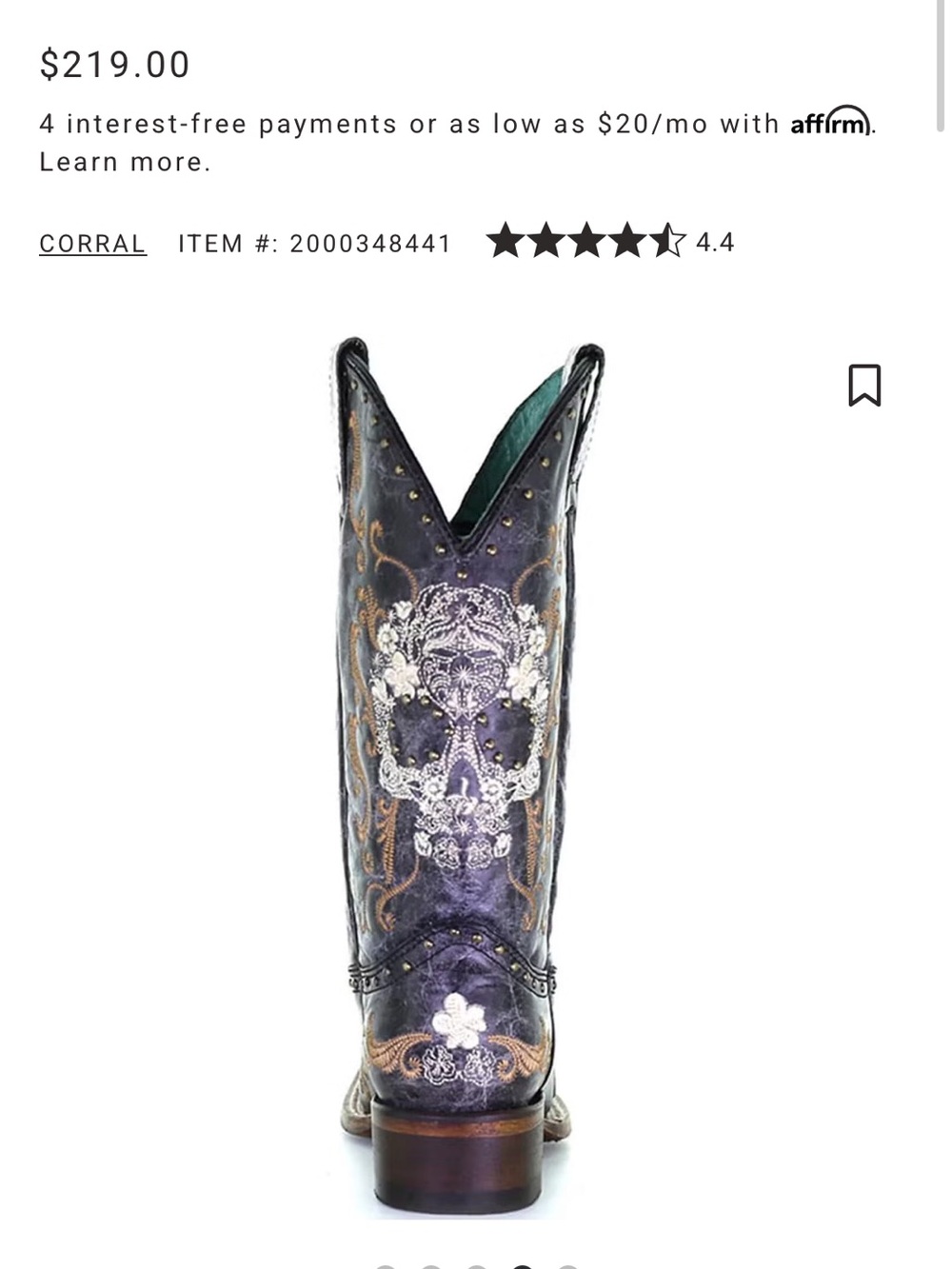 Corral Purple Western Boot with Silver Skull Embroidery
Price is FIRM at $100